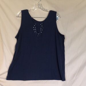 Lane Bryant Navy Embellished Tank Top